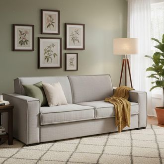 Dmora Talamo Italia - Sofa Cama Abigail, Gran Sof&aacute; De 2 Plazas, 100% Made In Italy, Sof&aacute; De Sal&oacute;n Con Apertura Giratoria, En Tela Acolchada, Con Reposabrazo