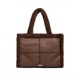 Like Dreams Womens North Everyday Vegan Sherpa Tote Bag In Chocolate Brown