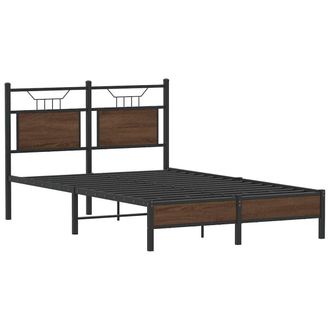 Berkfield Home Decorative Bed Frame without Mattress Brown Oak 120x200 cm Engine | Size: Small Double