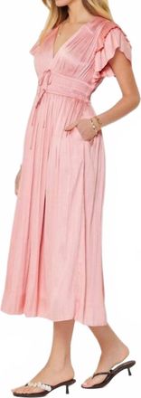 Current Air Boardwalk Pleated Midi Dress In Pink