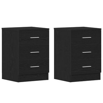 vidaXL Mesitas De Noche (2 Unidades) Roble Negro 38x35x55 Cm Madera De Ingenier&iacute;a Vidaxl