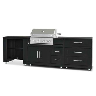 Oviala Cocina al aire libre de 3 m&oacute;dulos con barbacoa