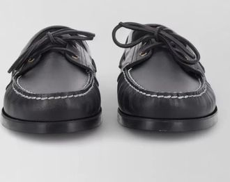 Paraboot barth boat shoes contrast stitching round toe