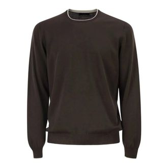 Fay Round-neck Knitwear, male, Brown, Size: XL Round-neck jumper