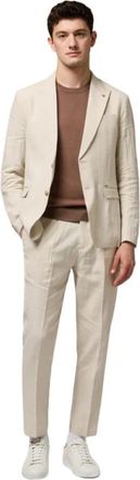 Gianni Lupo Gl 7030Hab Sand - Heren - Business pakken - Beige - S - Linnen - Kostuums