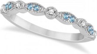 Allurez Marquise & Dot Blue Topaz & Diamond Wedding Band Platinum.25ct