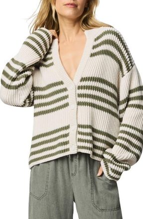 Splendid Alexandra Stripe Cotton Blend Cardigan in Soft Green/Moonstone Grey at Nordstrom, Size X-Small