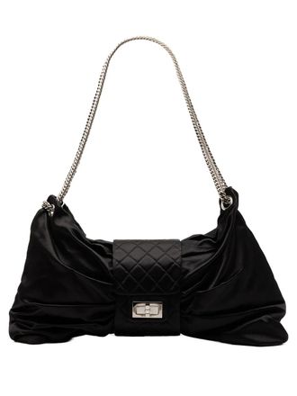 Chanel 2008-2009 Medium Satin Bow Mademoiselle Shoulder Bag tote bag - women - Satin - One Size - Black
