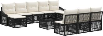 vidaXL Conjunto De Sof&aacute;s De Jard&iacute;n 11 Uds. Negro Rat&aacute;n Sint&eacute;tico Vidaxl