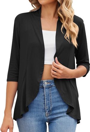 Generic Summer Cardigans for Women UK Cotton - Cardigans for Dresses for Women UK Cardigan for Women UK Lightweight 3/4 Sleeves Ladies Lightweight Cardigans H