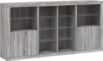 vidaXL Vidaxl - Aparador Con Luces Led Gris Sonoma 202x37x100 Cm