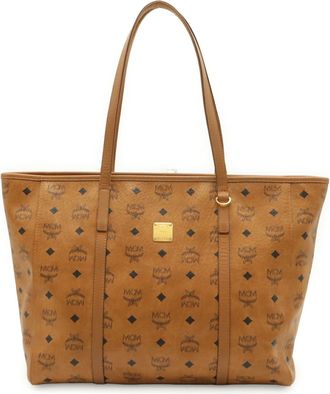 MCM Mcm Brown Coated Canvas Shoulder Bag Tote Bag (Pre-Owned)