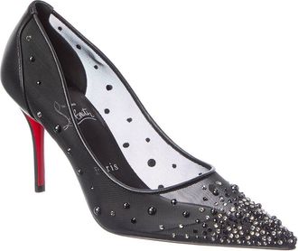 Christian Louboutin Miss Z Degrastrass Perla 76 Mesh & Leather Pump