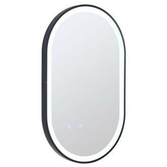 Vente-Unique Vente-unique - Specchio per bagno luminoso ovale antiappannamento con contorno 50 x 80 cm Nero - alarico