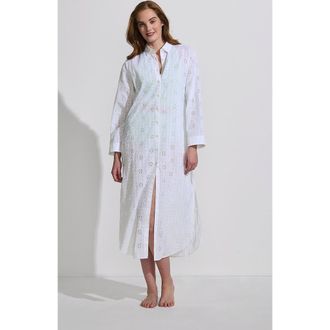 Lands End Eyelet Button Down Maxi Cover-up Dress in White at Nordstrom, Size X-Large P