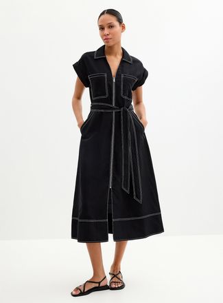 Contemporaine Womens Contrasting stitching zip-up dress