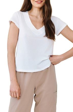 Bella Dahl Mixed Media V-Neck T-Shirt in White at Nordstrom, Size X-Small