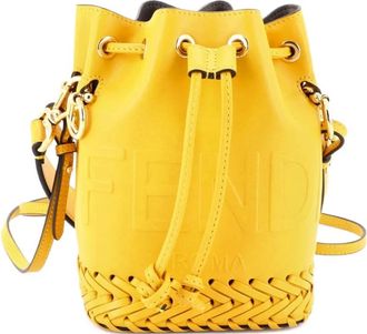 Fendi Mon Tresor Leather with Whipstitch Detail Mini bucket bag - Geel
