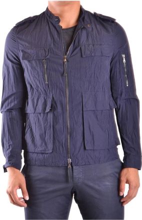 Neil Barrett Jassen, Heren, Blauw, M, Nylon, Blauwe Rits Blazer Herfst/Winter Stijl