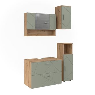 Vicco Conjunto De Muebles De Ba&ntilde;o Irma, Verde Salvia, 4 Partes, Vicco