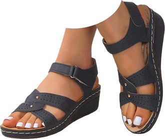 Generic Wedge Sandals for Women 2026 Summer Open Toe Non-Slip Sandal Dressy Ankle Strap Comfortable Walking Vacation Platform Sandals Vintage Wide Shoes with 