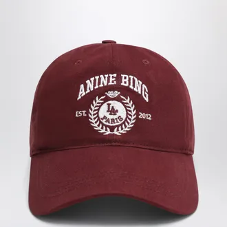 Anine Bing Cappello da baseball burgundy con ricamo logo