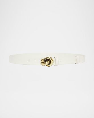Bottega Veneta Brass Knot Skinny Leather Belt