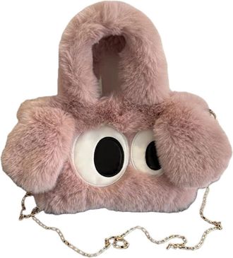 Generic Cute big-eyed dog chain bag autumn and winter faux plush bag(pink)