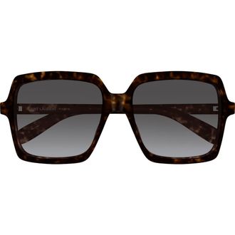 Saint Laurent 56mm Gradient Square Sunglasses in Havana at Nordstrom