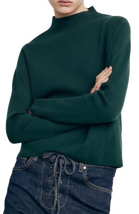 Mango Funnel Neck Sweater in Dark Green at Nordstrom, Size Medium