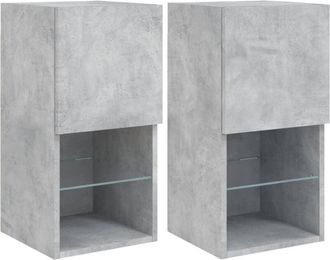 vidaXL Vidaxl - tv Cabinets with led Lights 2 pcs Concrete Grey 30.5x30x60 cm Grey