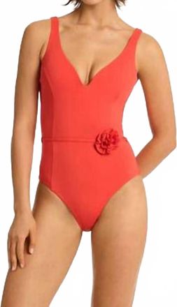 Sea Level Australia Womens Casa Del Mar Plunge One Piece In Flame