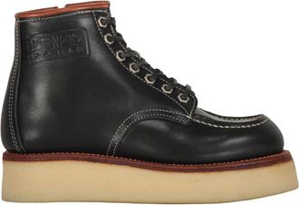 Kenzo Stijlvolle leren enkellaarsjes - Dames - Veterlaarzen - Zwart - 35 EU - Leer - Schoenen