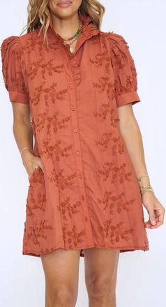Entro Gretchen Applique Mini Dress In Caramel