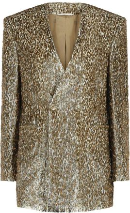Givenchy Beaded Animal Print Single-Breasted Blazer