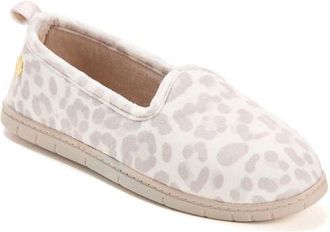 Dearfoams Rachel Velour Closed Back Slipper in Muslin Leopard at Nordstrom, Size X-Large