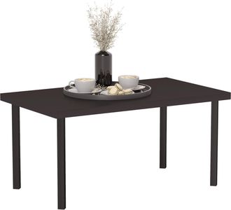 OUTSUNNY Metal Garden Coffee Table with Woodgrain Tabletop - Brown | TJ Hughes