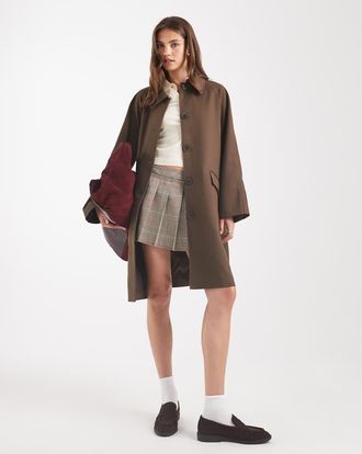 Asos Cappotto sartoriale taglio medio kaki con riga sulle maniche-Grigio