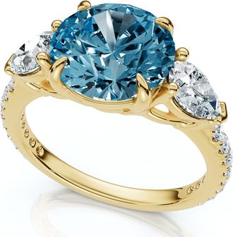 Pompeii3 3 1/2Ct Fancy Blue Lab Grown Accent Diamond Engagement Ring 14k Gold