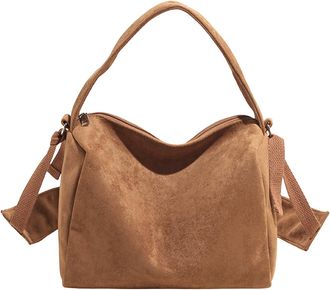 Generic Vintage Faux Suede Large Capacity Handbag for Women Casual Messenger Bag for Travel, Work and Outing