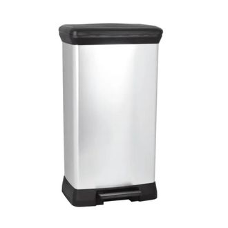 Curver Curver - Papelera De Pedal Deco Bin 50l, 39 X 29 X 73 Cm, Plateada (187177)