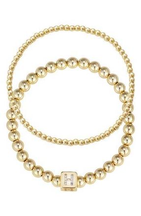 Adornia Set of 2 Gold Plated Stretch Bracelets in Gold-H at Nordstrom Rack