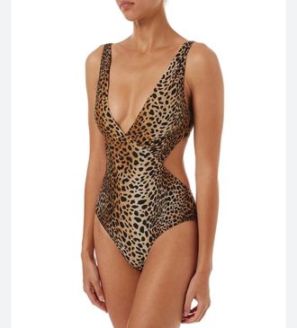Melissa Odabash Leopard Print Del Mar One Piece Swimsuit Size XS