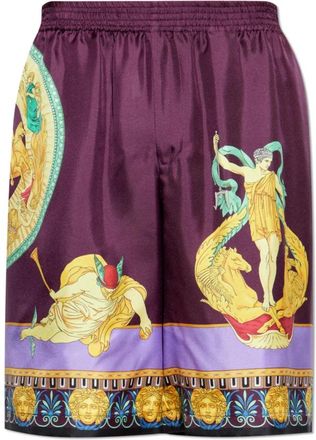 Versace Korte Broeken, Heren, Paars, S, Zijden shorts
