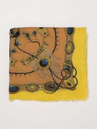 Etro Square Wool, Cashmere and Silk Scarf with Ethnic Print and Fringes
