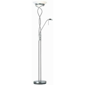 Endon Lighting Monaco - Mother and Child Floor Lamp Satin Chrome, Opal Glass, G9
