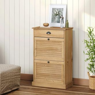 Berkfield Home Shoe Cabinet VIGO 60x35x96 cm Solid Wood Pine in Brown | Size: 60 x 35 x 96 cm