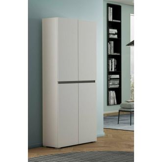 Dmora Armario Multiusos Grande Bacopa, Zapatero Con Estantes Regulables, Zapatero Con 4 Puertas, 100% Made In Italy, 80x37h195 Cm, Blanco, Con Embalaje Refo