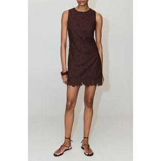 Mango Floral Embroidered Cutout Dress in Brown at Nordstrom, Size 10