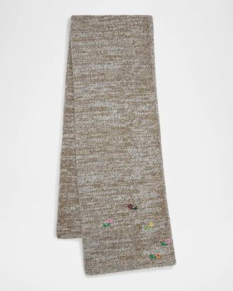 Dries Van Noten Maila Floral-Embroidered Wool-Blend Scarf